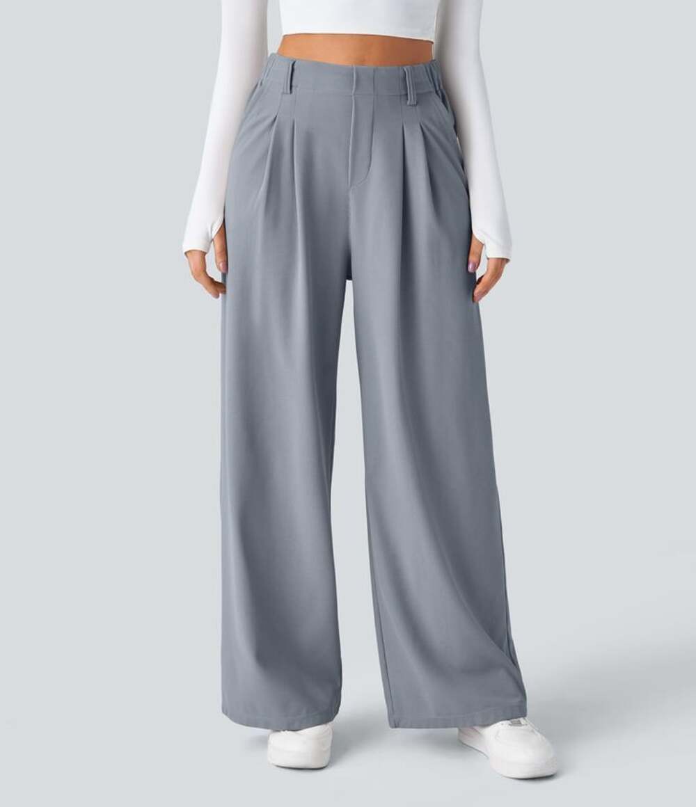 Halara Flex High Waisted Pocket Wide Leg Waffle Work Pants